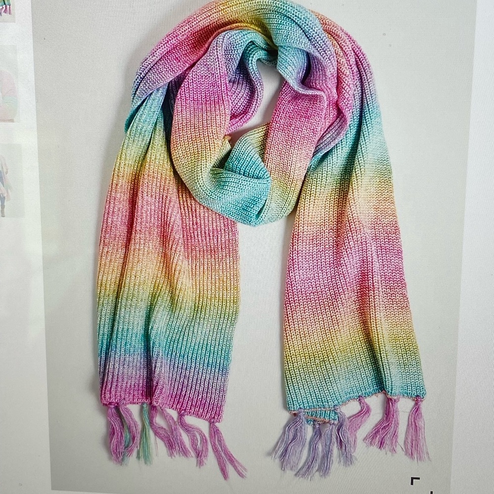 Torrid Rainbow Fringe Scarf, Space Dye Rainbow, Brand New